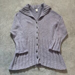 J. Jill Sweater Women XS Purple Cotton Rayon Chunky Knit Button Up Cardigan Cozy